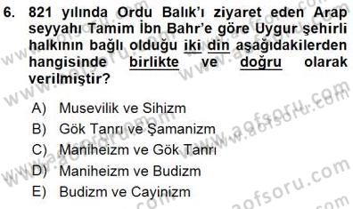 Orta Asya Türk Tarihi Dersi 2015 - 2016 Yılı (Vize) Ara Sınavı 6. Soru