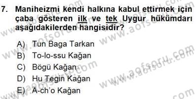 Orta Asya Türk Tarihi Dersi Ara Sınavı Deneme Sınav Soruları 7. Soru