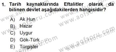 Orta Asya Türk Tarihi Dersi 2015 - 2016 Yılı (Final) Dönem Sonu Sınav Soruları 1. Soru