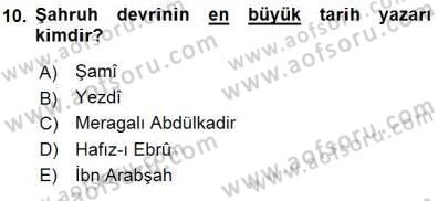 Orta Asya Türk Tarihi Dersi 2015 - 2016 Yılı (Final) Dönem Sonu Sınav Soruları 10. Soru