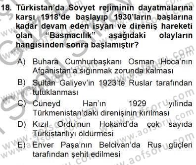 Orta Asya Türk Tarihi Dersi 2015 - 2016 Yılı (Final) Dönem Sonu Sınav Soruları 18. Soru