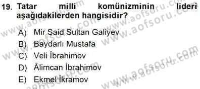 Orta Asya Türk Tarihi Dersi 2015 - 2016 Yılı (Final) Dönem Sonu Sınav Soruları 19. Soru
