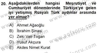 Orta Asya Türk Tarihi Dersi 2015 - 2016 Yılı (Final) Dönem Sonu Sınav Soruları 20. Soru