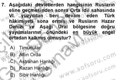 Orta Asya Türk Tarihi Dersi 2015 - 2016 Yılı (Final) Dönem Sonu Sınav Soruları 7. Soru