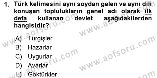Orta Asya Türk Tarihi Dersi 2016 - 2017 Yılı (Final) Dönem Sonu Sınav Soruları 1. Soru
