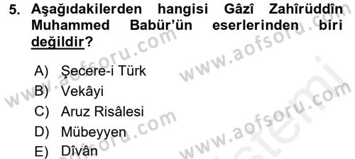 Orta Asya Türk Tarihi Dersi 2016 - 2017 Yılı (Final) Dönem Sonu Sınav Soruları 5. Soru