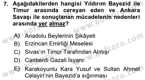 Orta Asya Türk Tarihi Dersi 2016 - 2017 Yılı (Final) Dönem Sonu Sınav Soruları 7. Soru
