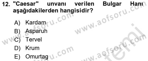 Orta Asya Türk Tarihi Dersi Ara Sınavı Deneme Sınav Soruları 12. Soru