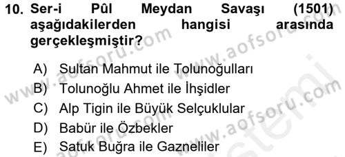Orta Asya Türk Tarihi Dersi 2017 - 2018 Yılı (Final) Dönem Sonu Sınav Soruları 10. Soru