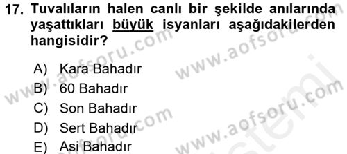 Orta Asya Türk Tarihi Dersi 2017 - 2018 Yılı (Final) Dönem Sonu Sınav Soruları 17. Soru