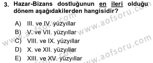 Orta Asya Türk Tarihi Dersi 2017 - 2018 Yılı (Final) Dönem Sonu Sınav Soruları 3. Soru