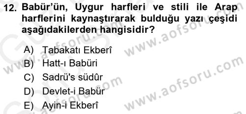 Orta Asya Türk Tarihi Dersi 2018 - 2019 Yılı (Final) Dönem Sonu Sınavı 12. Soru