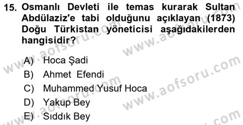 Orta Asya Türk Tarihi Dersi 2019 - 2020 Yılı (Final) Dönem Sonu Sınav Soruları 15. Soru