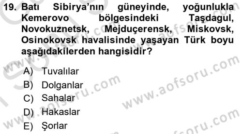 Orta Asya Türk Tarihi Dersi 2019 - 2020 Yılı (Final) Dönem Sonu Sınav Soruları 19. Soru