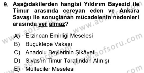 Orta Asya Türk Tarihi Dersi 2019 - 2020 Yılı (Final) Dönem Sonu Sınav Soruları 9. Soru