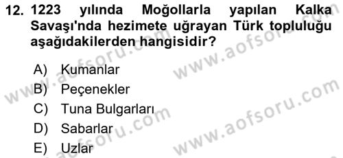 Orta Asya Türk Tarihi Dersi 2022 - 2023 Yılı (Vize) Ara Sınavı 12. Soru