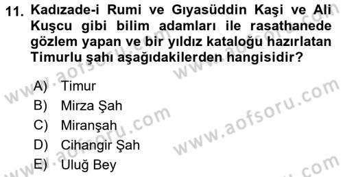 Orta Asya Türk Tarihi Dersi 2022 - 2023 Yılı (Final) Dönem Sonu Sınavı 11. Soru