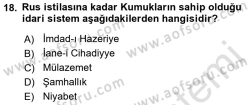 Orta Asya Türk Tarihi Dersi 2022 - 2023 Yılı (Final) Dönem Sonu Sınav Soruları 18. Soru