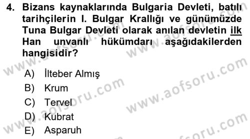 Orta Asya Türk Tarihi Dersi 2022 - 2023 Yılı (Final) Dönem Sonu Sınavı 4. Soru