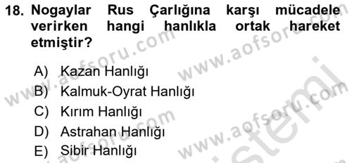 Orta Asya Türk Tarihi Dersi 2023 - 2024 Yılı (Final) Dönem Sonu Sınav Soruları 18. Soru