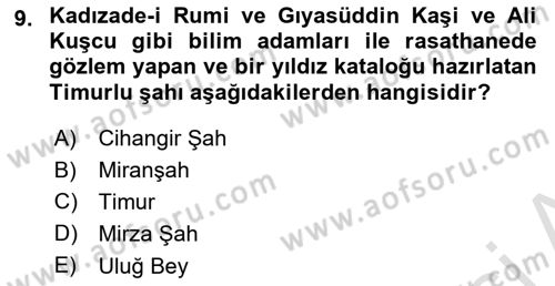 Orta Asya Türk Tarihi Dersi 2023 - 2024 Yılı (Final) Dönem Sonu Sınav Soruları 9. Soru