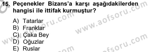 Bizans Tarihi Dersi 2012 - 2013 Yılı (Vize) Ara Sınav Soruları 15. Soru
