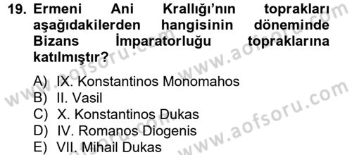 Bizans Tarihi Dersi 2012 - 2013 Yılı (Vize) Ara Sınav Soruları 19. Soru