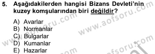 Bizans Tarihi Dersi 2012 - 2013 Yılı (Vize) Ara Sınavı 5. Soru