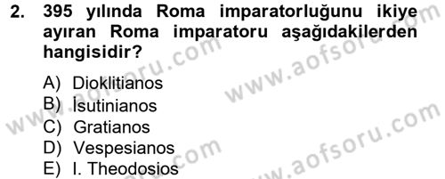 Bizans Tarihi Dersi 2012 - 2013 Yılı (Final) Dönem Sonu Sınav Soruları 2. Soru