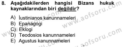 Bizans Tarihi Dersi 2012 - 2013 Yılı (Final) Dönem Sonu Sınav Soruları 8. Soru