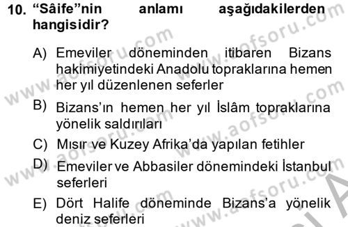 Bizans Tarihi Dersi 2013 - 2014 Yılı (Vize) Ara Sınav Soruları 10. Soru