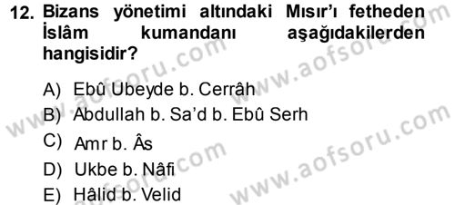 Bizans Tarihi Dersi 2013 - 2014 Yılı (Vize) Ara Sınav Soruları 12. Soru