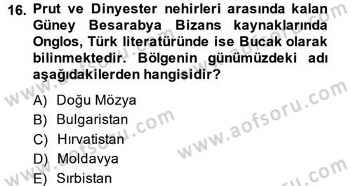 Bizans Tarihi Dersi 2013 - 2014 Yılı (Vize) Ara Sınav Soruları 16. Soru