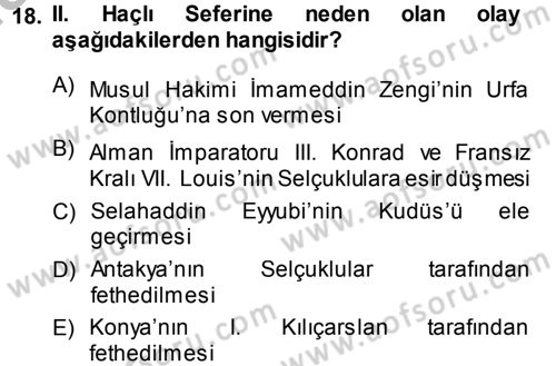 Bizans Tarihi Dersi 2013 - 2014 Yılı (Vize) Ara Sınav Soruları 18. Soru