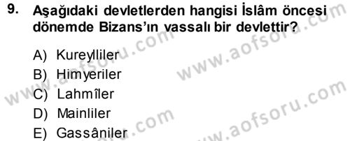 Bizans Tarihi Dersi 2013 - 2014 Yılı (Vize) Ara Sınavı 9. Soru