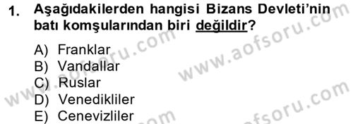Bizans Tarihi Dersi 2013 - 2014 Yılı (Final) Dönem Sonu Sınav Soruları 1. Soru