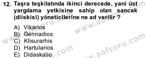 Bizans Tarihi Dersi 2013 - 2014 Yılı (Final) Dönem Sonu Sınav Soruları 12. Soru