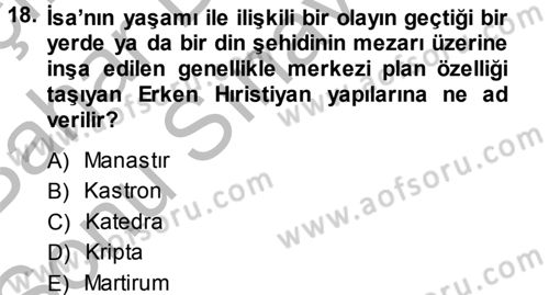 Bizans Tarihi Dersi 2013 - 2014 Yılı (Final) Dönem Sonu Sınav Soruları 18. Soru