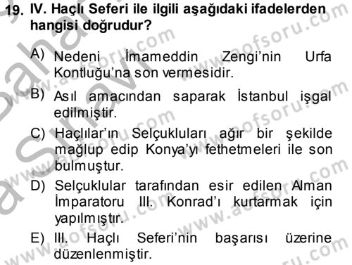 Bizans Tarihi Dersi 2014 - 2015 Yılı (Vize) Ara Sınav Soruları 19. Soru