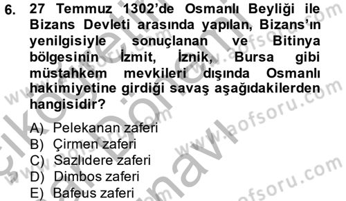 Bizans Tarihi Dersi 2014 - 2015 Yılı (Final) Dönem Sonu Sınav Soruları 6. Soru