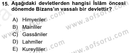 Bizans Tarihi Dersi 2015 - 2016 Yılı (Vize) Ara Sınavı 15. Soru