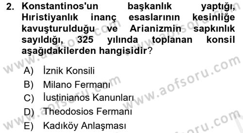 Bizans Tarihi Dersi 2015 - 2016 Yılı (Vize) Ara Sınav Soruları 2. Soru