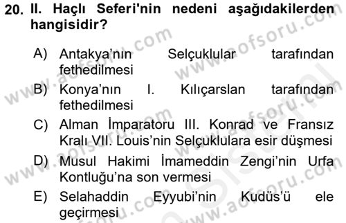 Bizans Tarihi Dersi 2015 - 2016 Yılı (Vize) Ara Sınav Soruları 20. Soru