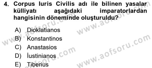 Bizans Tarihi Dersi 2015 - 2016 Yılı (Vize) Ara Sınav Soruları 4. Soru