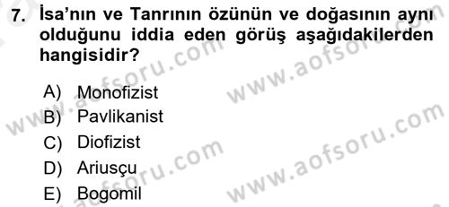 Bizans Tarihi Dersi 2015 - 2016 Yılı (Vize) Ara Sınavı 7. Soru