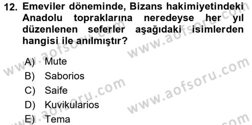 Bizans Tarihi Dersi 2016 - 2017 Yılı (Vize) Ara Sınav Soruları 12. Soru
