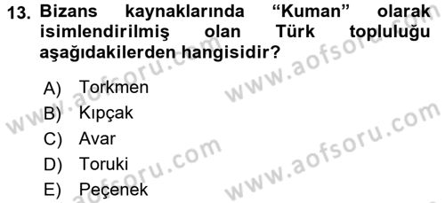 Bizans Tarihi Dersi 2016 - 2017 Yılı (Vize) Ara Sınav Soruları 13. Soru