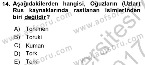 Bizans Tarihi Dersi 2016 - 2017 Yılı (Vize) Ara Sınav Soruları 14. Soru