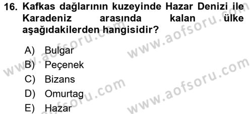 Bizans Tarihi Dersi 2016 - 2017 Yılı (Vize) Ara Sınav Soruları 16. Soru