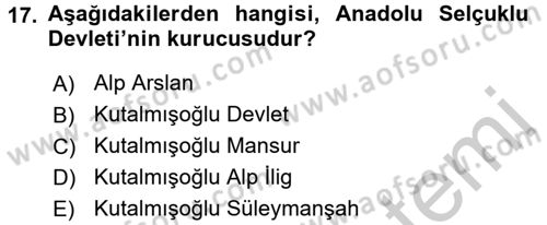 Bizans Tarihi Dersi 2016 - 2017 Yılı (Vize) Ara Sınav Soruları 17. Soru
